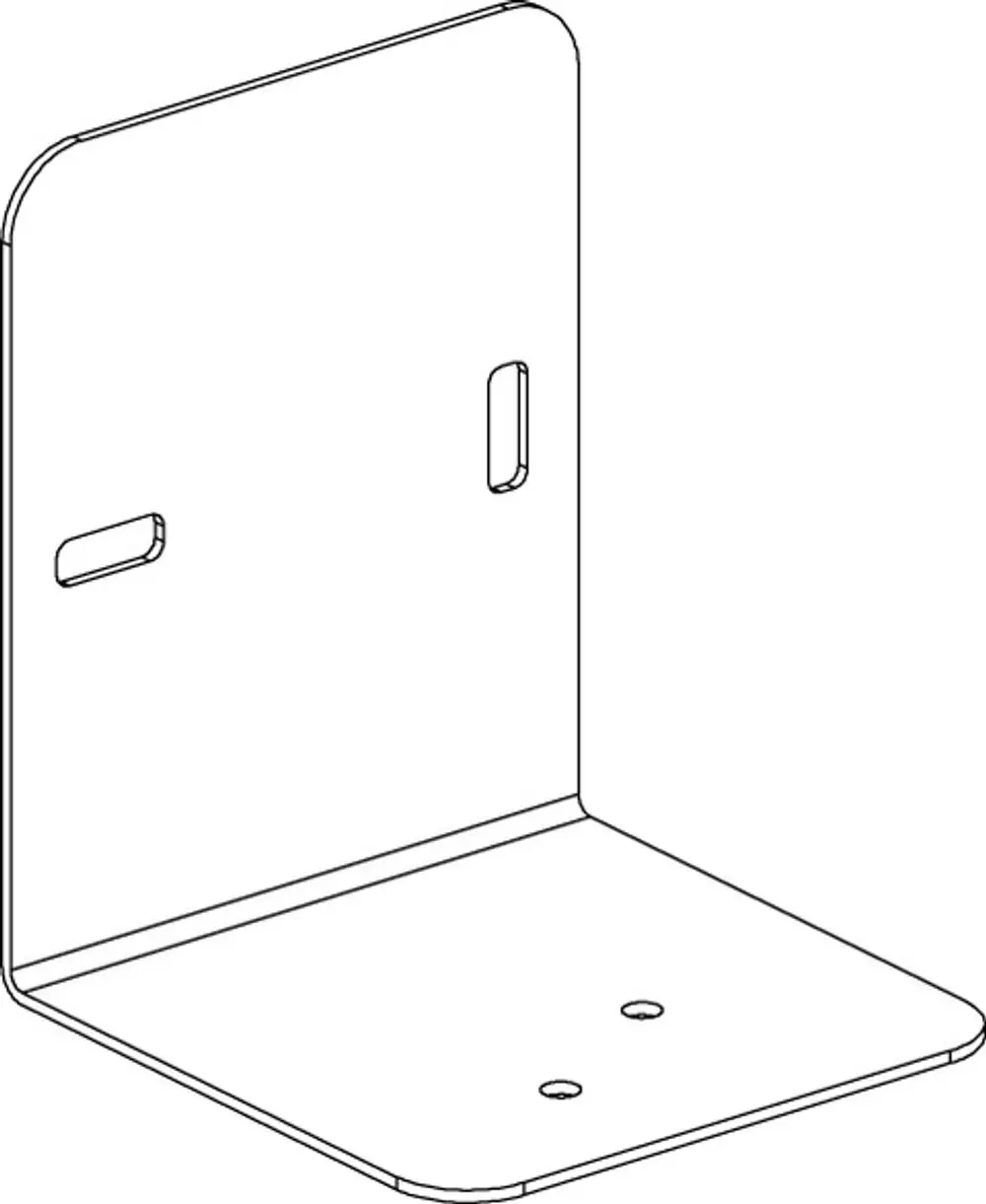 Montagewinkel aus Metall mit einer vertikalen und einer horizontalen Platte, vorgesehen für die Befestigung eines TA-6-Wege-Ventils. Produkt von IMI Hydronic Engineering.